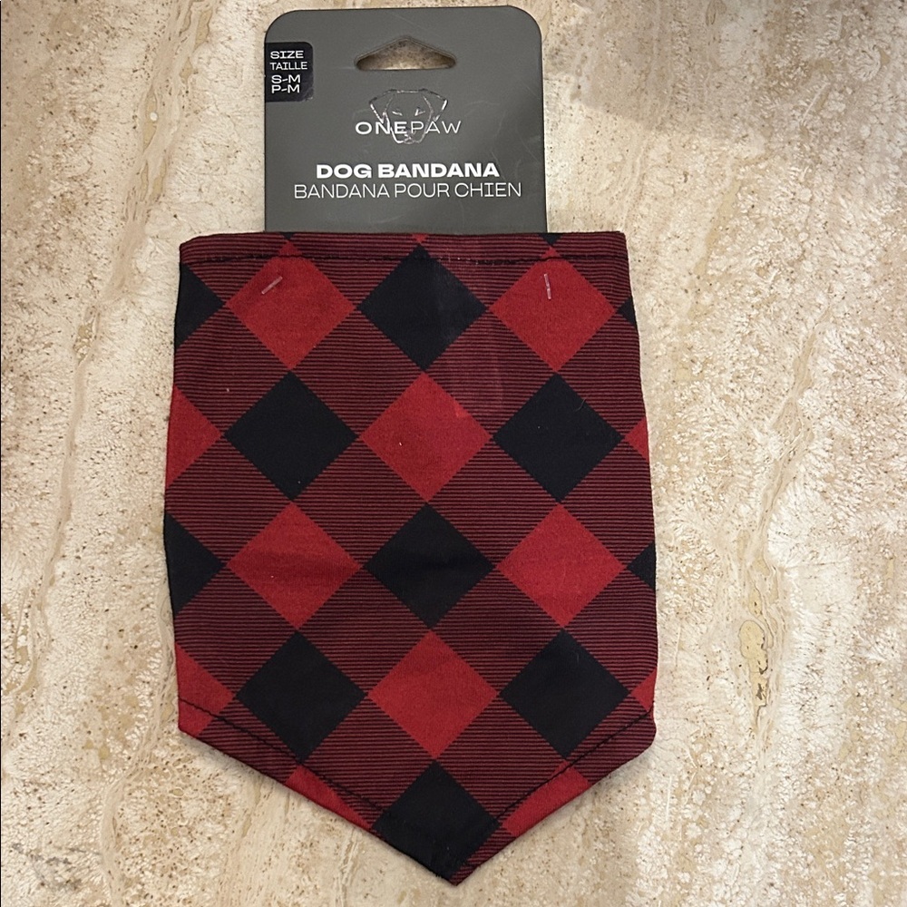 NEW 🆕 Christmas Red and Black Checkered Dog Bandana size S/M